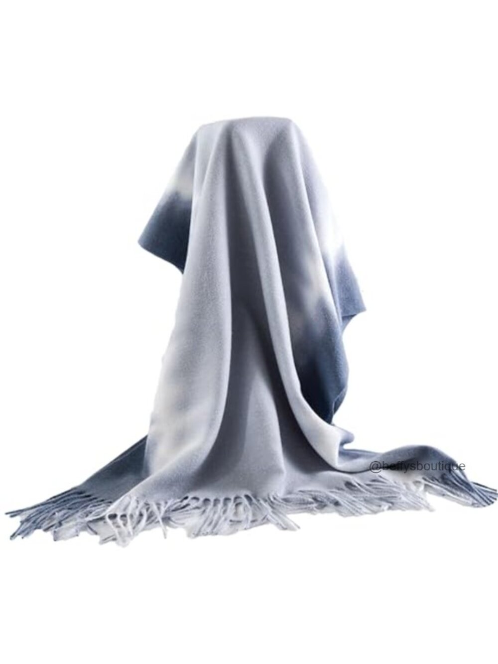 Large Blanket Scarf Soft Plush Polyester Wrap Gradient Fringe Shawl